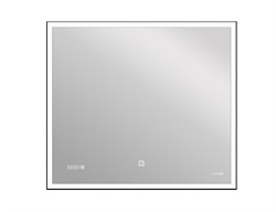 CERSANIT зеркало: LED 011 design 80x70 с подсветкой часы металл. рамка прямоугольное - фото 103743