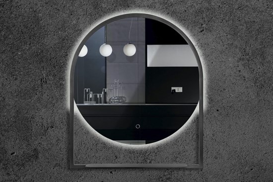 ARMADIART Зеркало Vallessi круглое с полочкой антрацит 80*90 - фото 110131