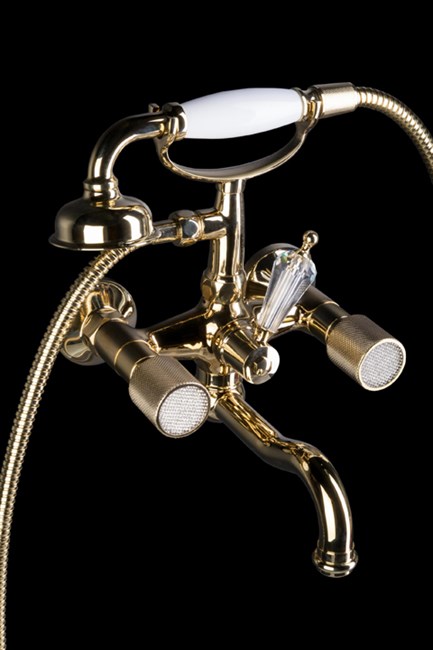 BOHEME Смеситель для ванны(душ.ком) ROYAL CRYSTAL, золото, переключатель Swarovski_Комплект - фото 112008