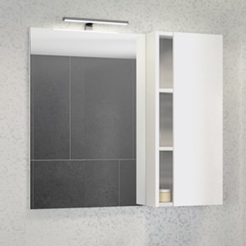 COMFORTY Зеркало-шкаф "Милан-90" белый глянец - фото 113788