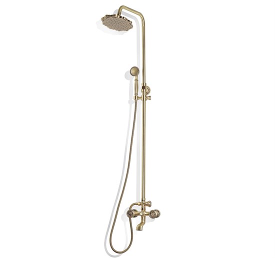 Bronze de Luxe Royal Комплект для ванной и душа двухручковый короткий (10см) излив, "Цветок" (10121F ) - фото 136364