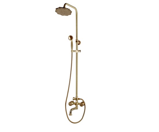 Bronze de Luxe Royal Комплект для ванной и душа двухручковый резной  излив (20см), лейка "Цветок" (10121PF) - фото 136367