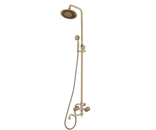 Bronze de Luxe Royal  Комплект для ванной и душа двухручковый длинный  (25см) излив, лейка "Цветок" (10121DF/1) - фото 136384