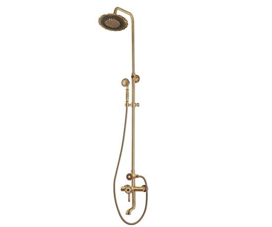 Bronze de Luxe Windsor Комплект для ванной и душа одноручковый короткий (10см) излив, лейка "Двойной цветок" (10120DF) - фото 136441