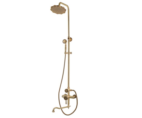 Bronze de Luxe Windsor  Комплект для ванной и душа одноручковый длинный  (25см) излив, лейка "Цветок" (10120DF/1) - фото 136448