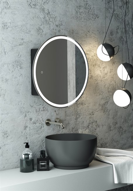 CONTINENT Зеркало-шкаф TORNEO D600 цвет черный со светодиодной подсветкой - фото 136642