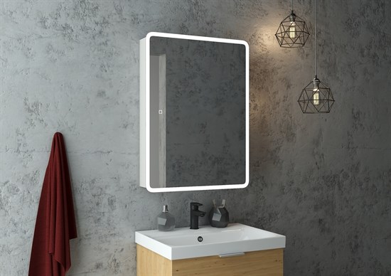 CONTINENT Зеркало-шкаф EMOTION 600х800 белый  со светодиодной подсветкой - фото 136866
