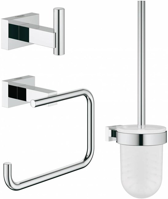 GROHE Набор аксессуаров 3 предмета: Ершик, держатель бумаги, крючок Essentials Cube 40757001 хром - фото 145487