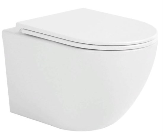 SINTESI Унитаз подвесной безободковый  EVI белый матовый с крышкой-сиденьем дюропласт, микролифт - фото 151569