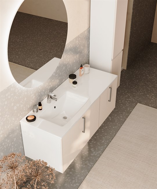 SANVIT Рольф L Тумба подвесная для ванной комнаты, 2 выдвижных ящика на одном уровне и 1 внутренний ящик  (раковина r9120L) - фото 175596