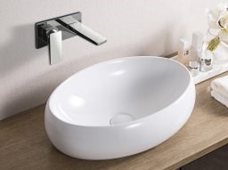 BELBAGNO Раковина керамическая накладная BB1085, овальная, 480х340х150, цвет белый - фото 179982