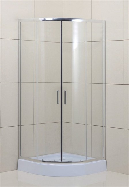 BELBAGNO Uno-195 Душевой уголок полукруглый, размер 90х90 см, двери раздвижные, стекло 5 мм UNO-195-R-2-90-C-Cr - фото 183317