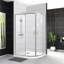 BELBAGNO Uno-195 Душевой уголок полукруглый-ассиметричный, размер 120х80 см, двери раздвижные, стекло 5 мм UNO-195-RH-2-120/80-C-Cr - фото 183335