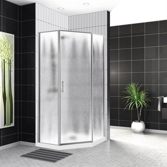 BELBAGNO Uno-195 Душевой уголок пятиугольный, размер 90х90 см, двери распашные, стекло 5 мм UNO-195-P-1-90-CH-CR - фото 183398