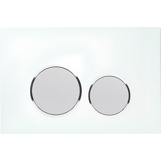 AQUATEK Панель смыва Белая,закаленное стекло (клавиша круглая,ободок хром) KDI-0000028 - фото 183789