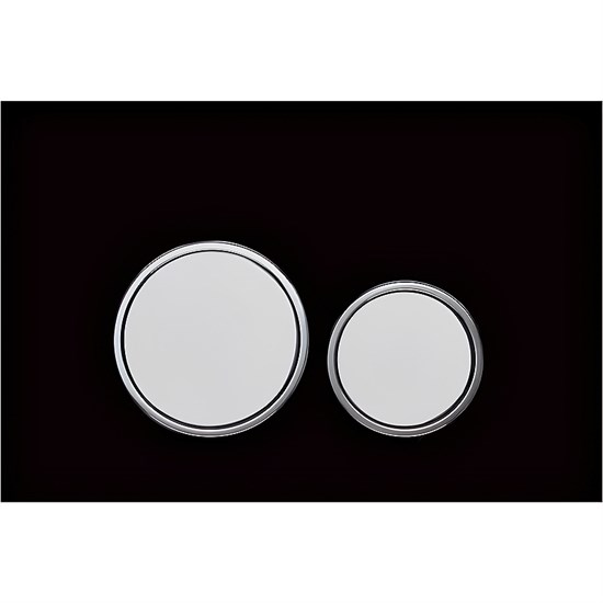 AQUATEK Панель смыва Черная,закаленное стекло (клавиша круглая,ободок хром) KDI-0000029 - фото 183790