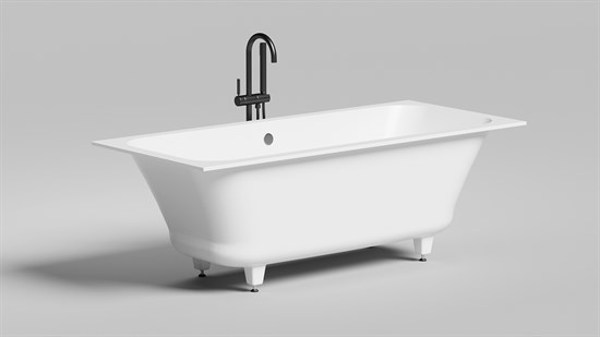SALINI Orlanda Встраиваемая ванна с прямоугольной чашей, регулируемые ножки, донный клапан "Up&Down" белый, сифон, интегрированный слив-перелив размер 170х75 см, белый - фото 202190