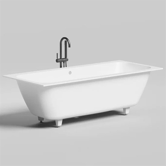 SALINI Orlanda Встраиваемая ванна с прямоугольной чашей, регулируемые ножки, донный клапан "Up&Down" белый, сифон, интегрированный слив-перелив размер 180х80 см, белый - фото 202247
