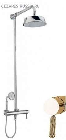 CEZARES Olimp Душевая стойка со смесителем для верхнего и ручного душа, исполнение золото 24 карат - фото 207717