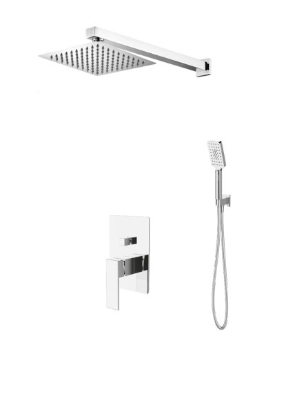 BELBAGNO Romano Душевой набор (Встр.смеситель для душа с переключ.на два выхода, верхн.душ 25см, ручной душ со шлангом, штуцером и держат.) хром - фото 207835
