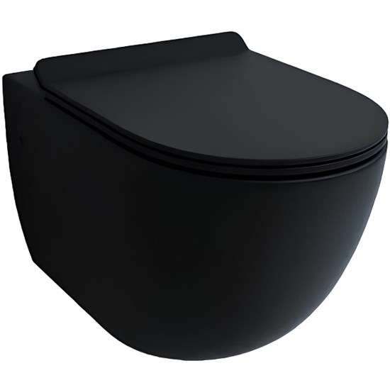 ESBANO Унитаз подвесной с сиденьем микролифт FORTEX (Matt Black). размер: 555х370х370. - фото 209277