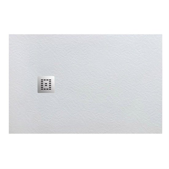 BELBAGNO Uno Поддон прямоугольный 100х80 из искусственного мрамора в комплекте с сифоном с декоративной накладкой (хром), белый - фото 211566