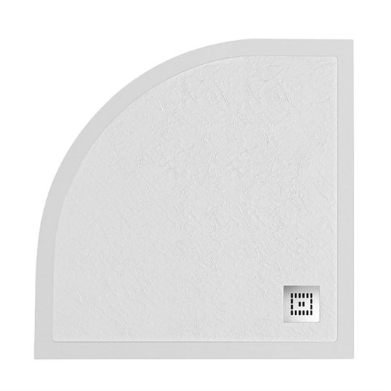 BELBAGNO Uno Поддон полукруглый 80х80 из искусственного мрамора в комплекте с сифоном с декоративной накладкой (хром), белый - фото 211681
