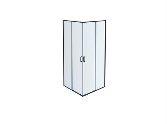 AQUATEK Душевой уголок квадратный, двери раздвижные 1000x1000x2000 профиль черный, стекло прозрачное 6 мм - фото 222491