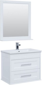 AQUANET Комплект мебели  подвесной / напольный для ванной Бостон М 80 белый матовый - фото 225022