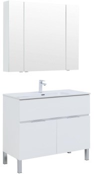 AQUANET Мебель для ванной напольная напольнаяАлвита New 100 1 ящик, 2 дверцы, белый матовый - фото 225445