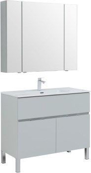 AQUANET Мебель для ванной напольная напольнаяАлвита New 100 1 ящик, 2 дверцы, серый - фото 225468