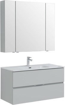 AQUANET Мебель для ванной подвесная Алвита New 100 2 ящика, серый - фото 225517