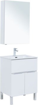 AQUANET Мебель для ванной напольная напольнаяАлвита New 60 1 ящик, 2 дверцы, белый матовый - фото 225583