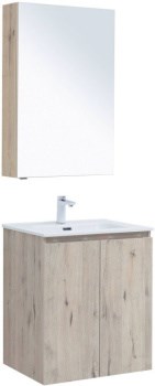 AQUANET Мебель для ванной подвесная Алвита New 60 2 дверцы, дуб веллингтон белый - фото 225638