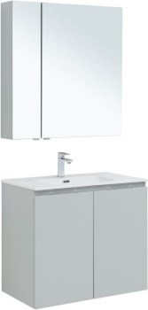 AQUANET Мебель для ванной подвесная Алвита New 80 2 дверцы, серый - фото 225797