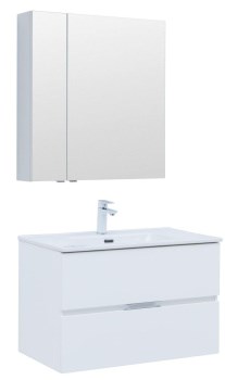 AQUANET Мебель для ванной подвесная Алвита New 80 2 ящика, белый матовый - фото 225819