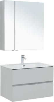AQUANET Мебель для ванной подвесная Алвита New 80 2 ящика, серый - фото 225847