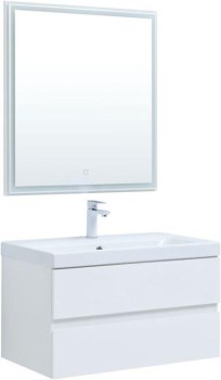 AQUANET Мебель для ванной подвесная Беркли 80 белый глянец (2 ящика) - фото 225892