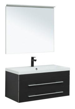 AQUANET Мебель для ванной подвесная Верона 90 New черный матовый - фото 226135