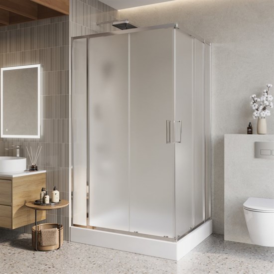 BELBAGNO Luce Душевой уголок прямоугольный размер 120x100 см профиль - хром / стекло - матовое, двери раздвижные, стекло 6 мм LUCE-AH-22-120/100-P-Cr - фото 228772