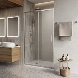 BELBAGNO Luce Душевая дверь в нишу ширина 130 см профиль - хром / стекло - прозрачное, двери раздвижные, стекло 6 мм LUCE-BF-1-130-C-Cr - фото 228882