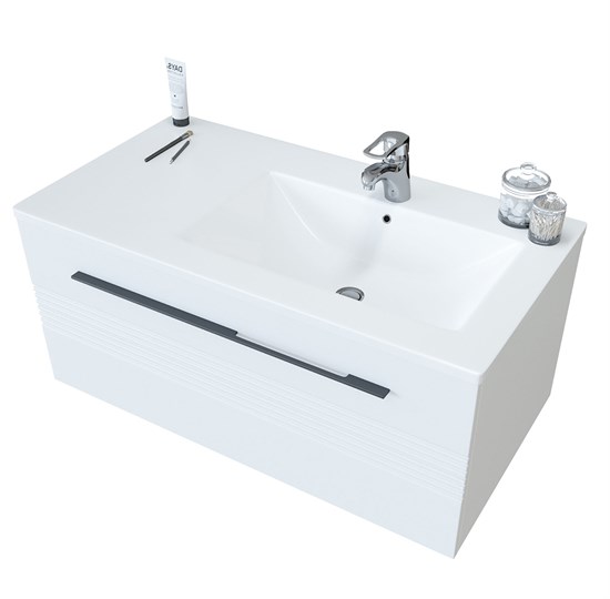 SANVIT Соната-1 R Тумба подвесная для ванной комнаты ширина 90 см, 1 выдвижной ящик , 3Д вставка  (раковина r9090R) ksonata1090R