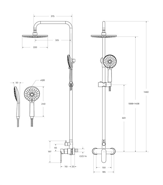 CEZARES Stylus Душевая стойка со смесителем, хром - фото 249931