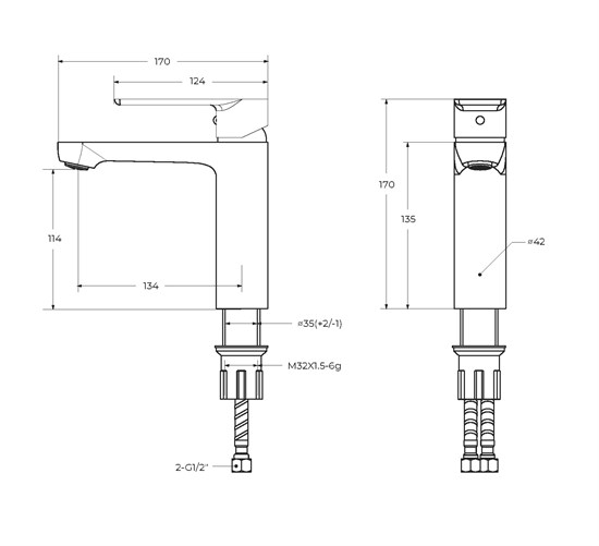 CEZARES Stylus Смеситель для раковины однорычажный с донным клапаном, брашированное золото - фото 249953