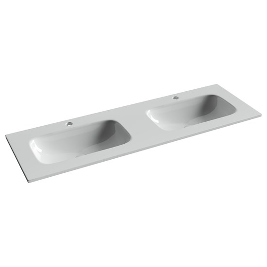 CERAMICA NOVA Grace Раковина накладная мебельная прямоугольная 1410x457x137 с двумя чашами и отверстиями под смеситель цвет белый CN7022 - фото 257821