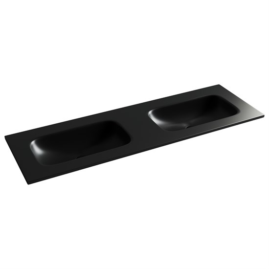 CERAMICA NOVA Grace Раковина накладная мебельная прямоугольная 1410x457x137 с двумя чашами без отверстий под смеситель цвет черный матовый CN7022MBwx - фото 257832
