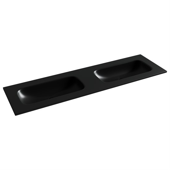 CERAMICA NOVA Grace Раковина накладная мебельная прямоугольная 1610x457x137 с двумя чашами без отверстий под смеситель цвет черный матовый CN7023MBwx - фото 257848