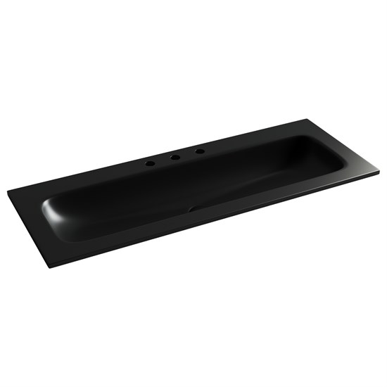 CERAMICA NOVA Grace Раковина накладная мебельная прямоугольная 1210x457x137 с тремя отверстиями под смеситель цвет черный матовый CN7024MB - фото 257857