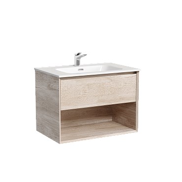 SANCOS Marmi 1.0 Тумба подвесная 690х445х520 c одним ящиком оснащенным доводчиками скрытого монтажа и открытой нишей, дуб галифакс натуральный, арт. MR1.070EG MR1.070EG - фото 264147