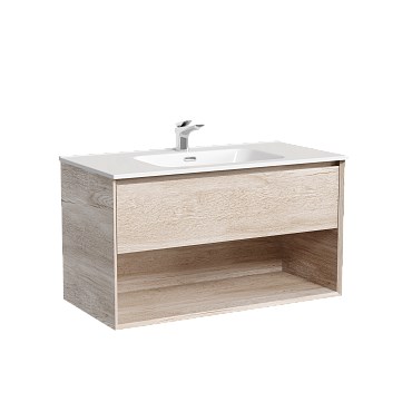 SANCOS Marmi 1.0 Тумба подвесная 890х445х520 c одним ящиком оснащенным доводчиками скрытого монтажа и открытой нишей, дуб галифакс натуральный, арт. MR1.090EG MR1.090EG - фото 264149